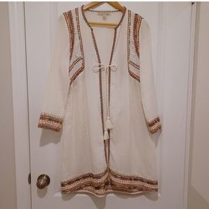 Zara Trafaluc Embroidered Boho Long Jacket